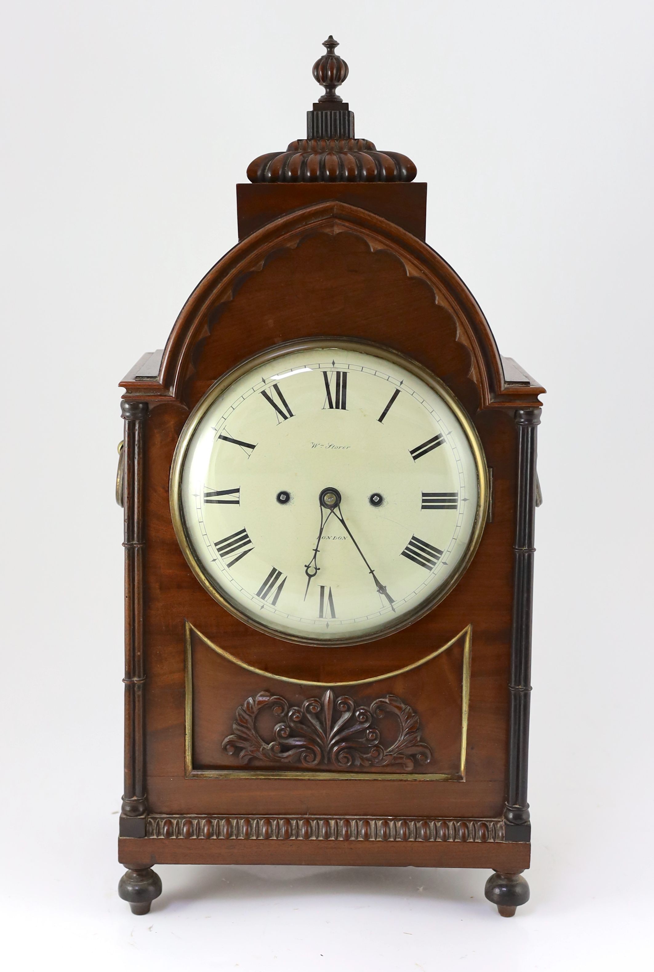 William Storer of London. A Regency parcel ebonised mahogany hour repeating bracket clock, width 29cm depth 18cm height 62cm
